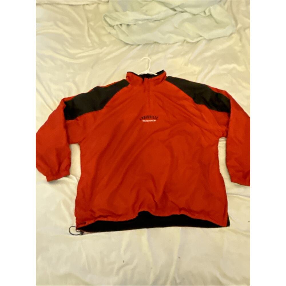 Louisville Cardinals￼Reve rsible StadiumPullover- Fleece Windbreaker Red Blac